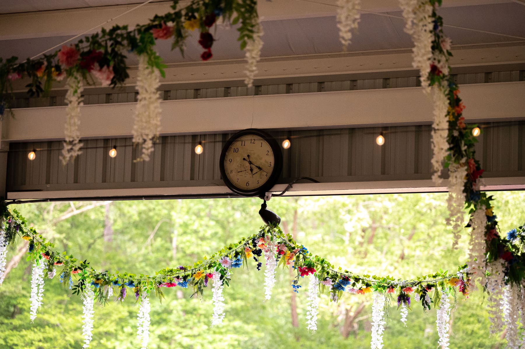 Chapel florals and hanging greenery