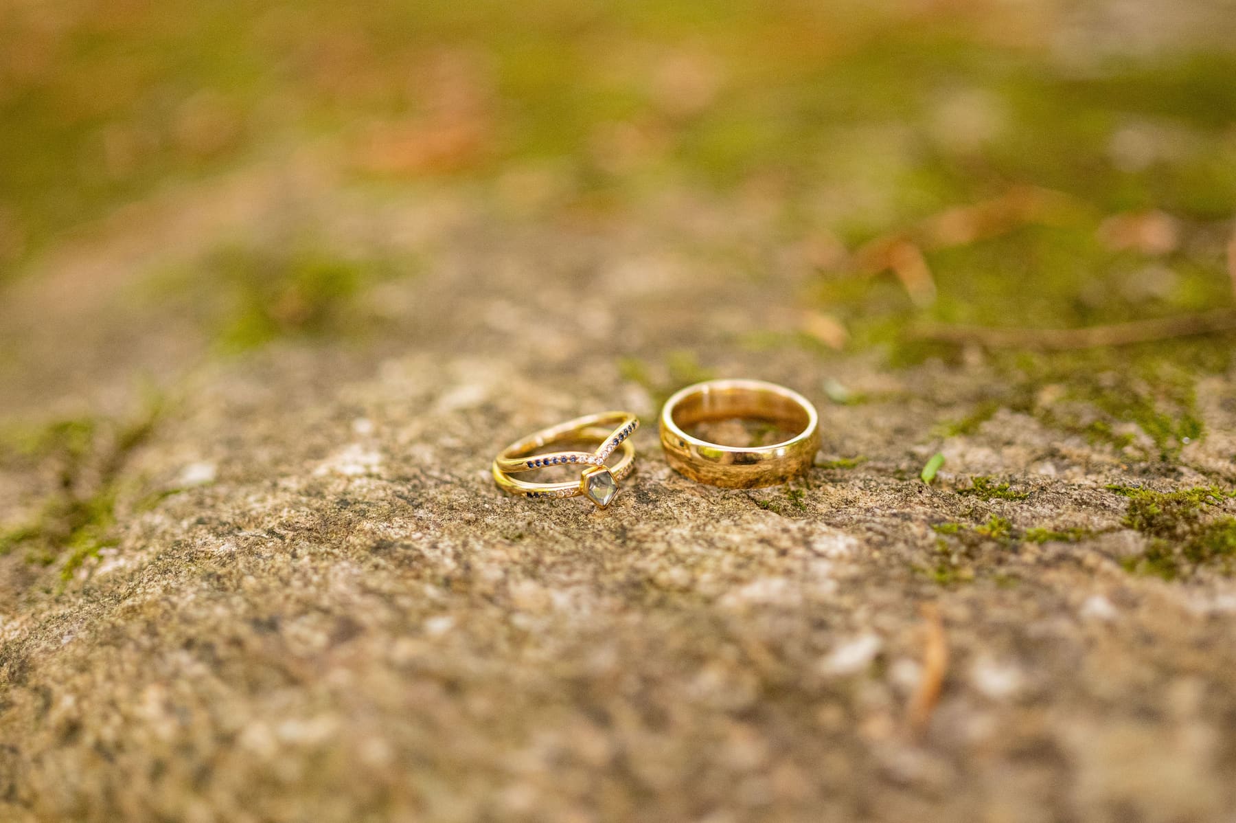 Wedding rings in the grass