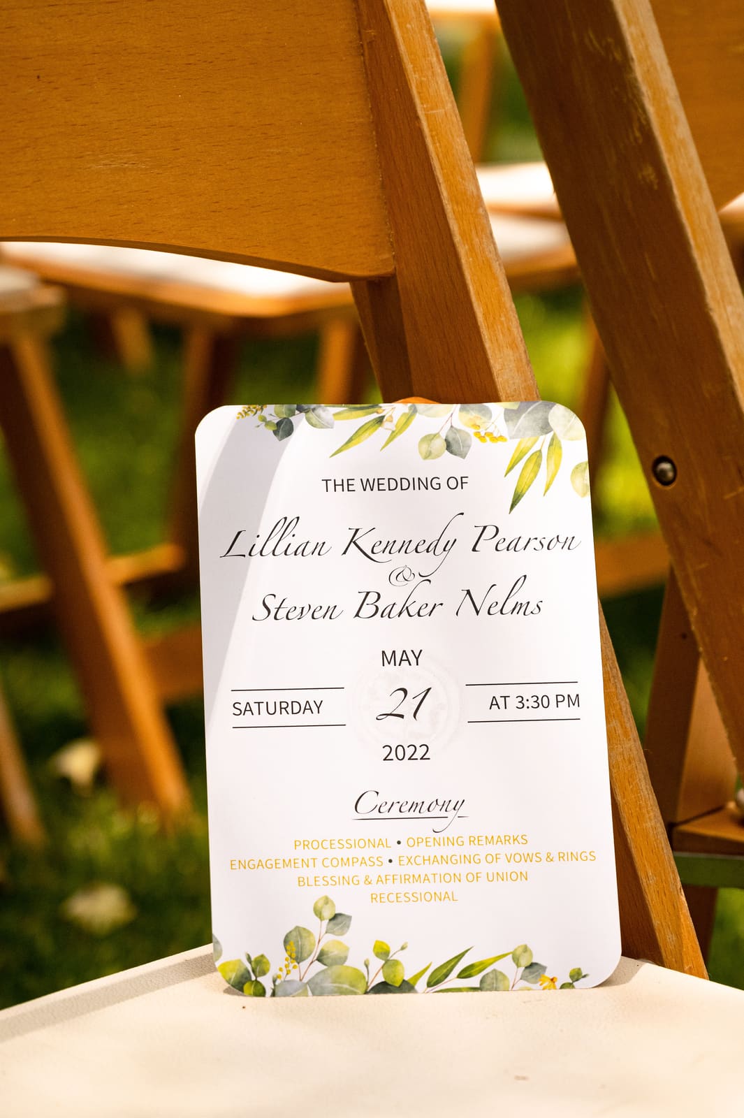 Wedding program detail