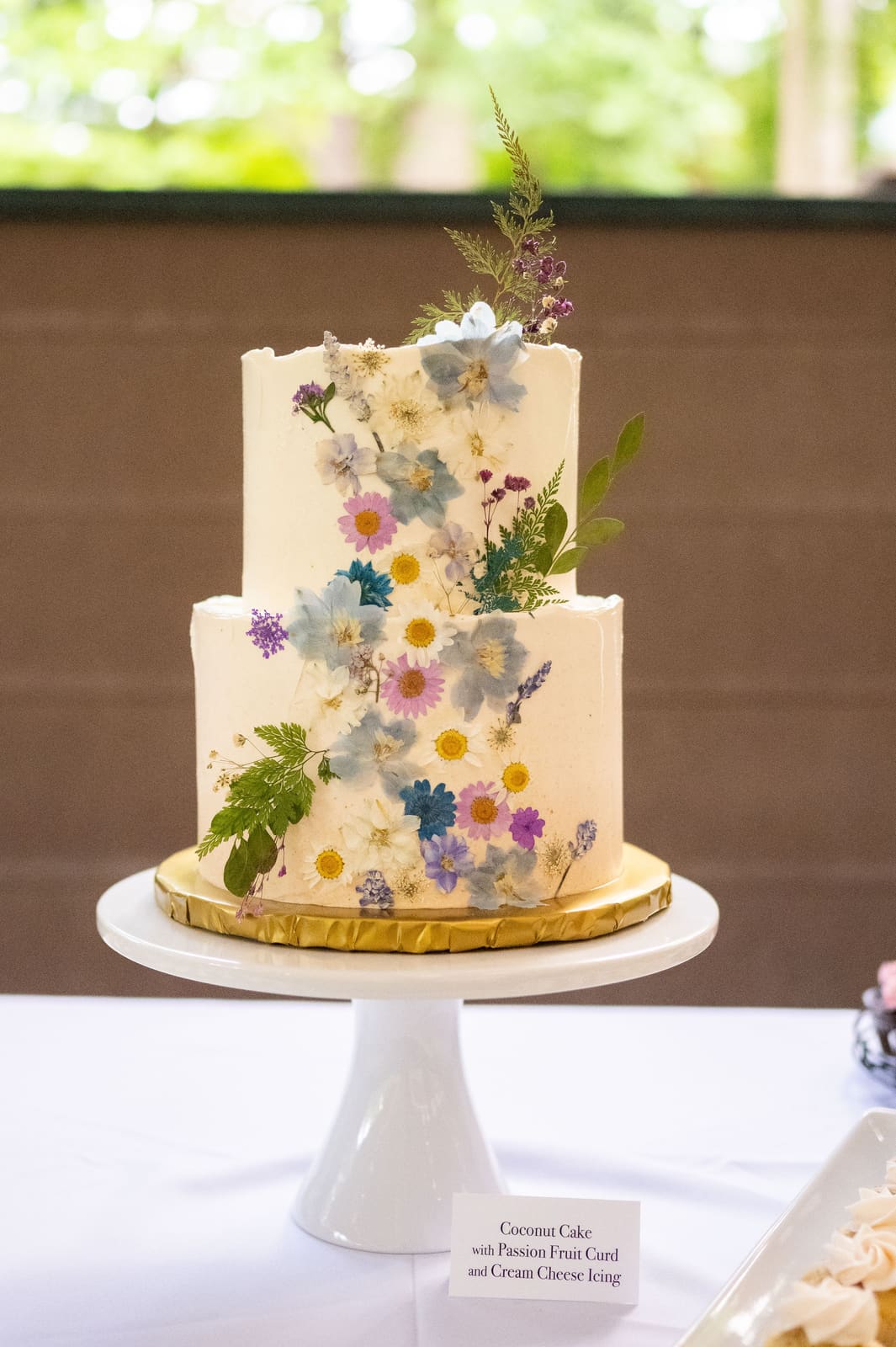 Pressed-flower wedding cake