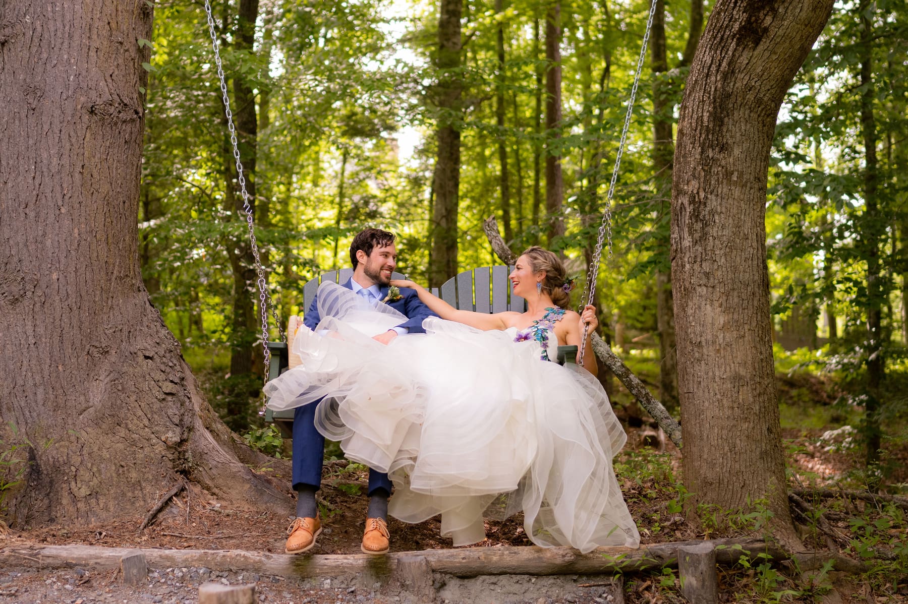 Seated woodland couple portrait