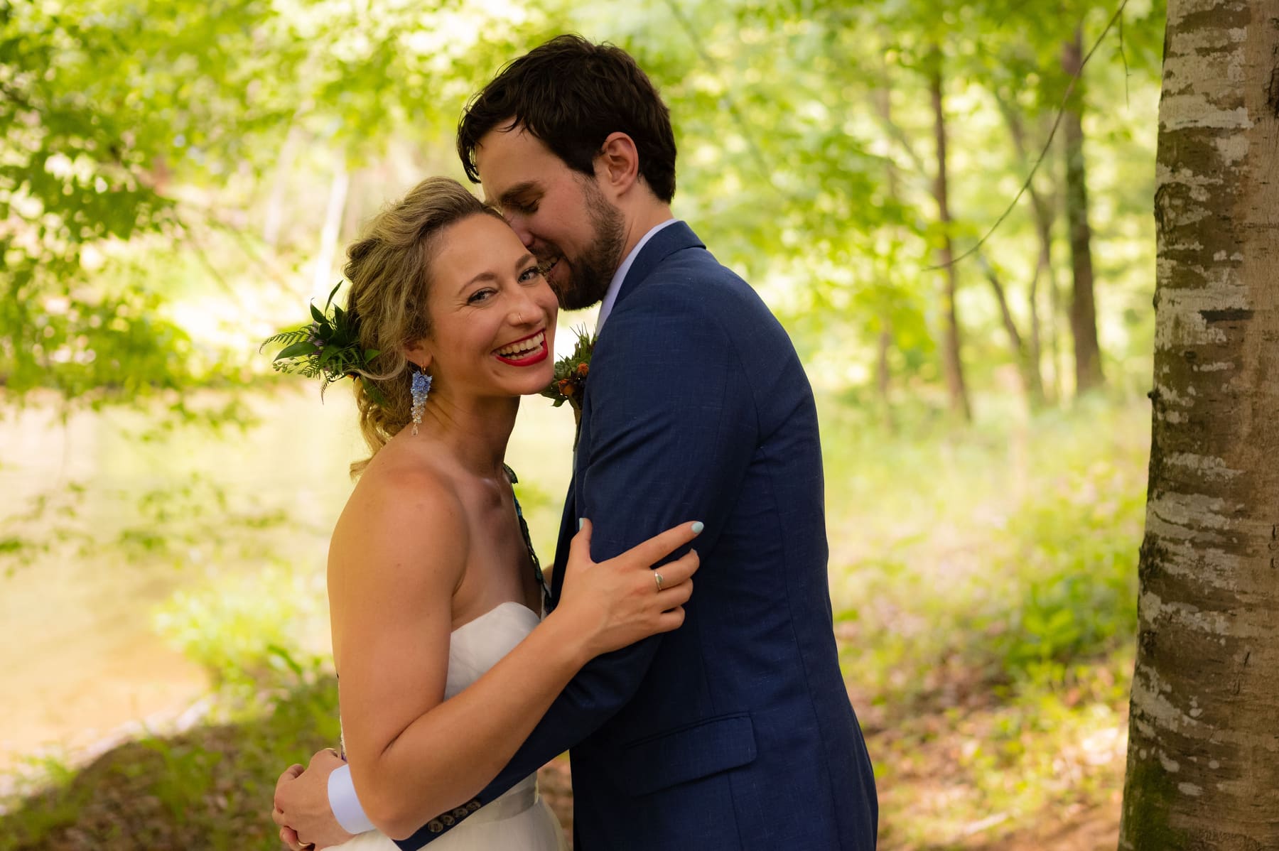 Close portrait in bright woodland light