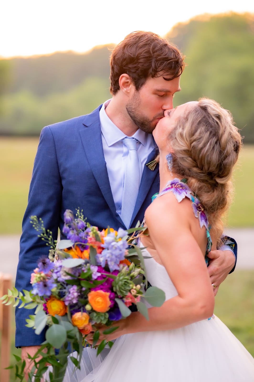 Sunset kiss portrait
