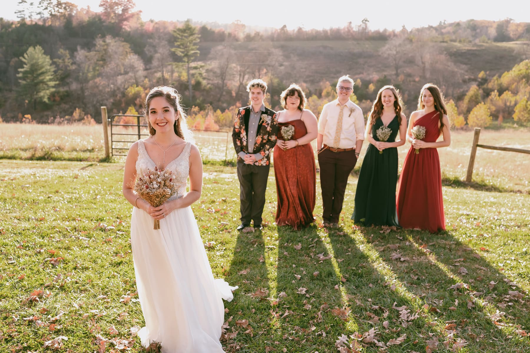 Bridesmaids portrait in the field