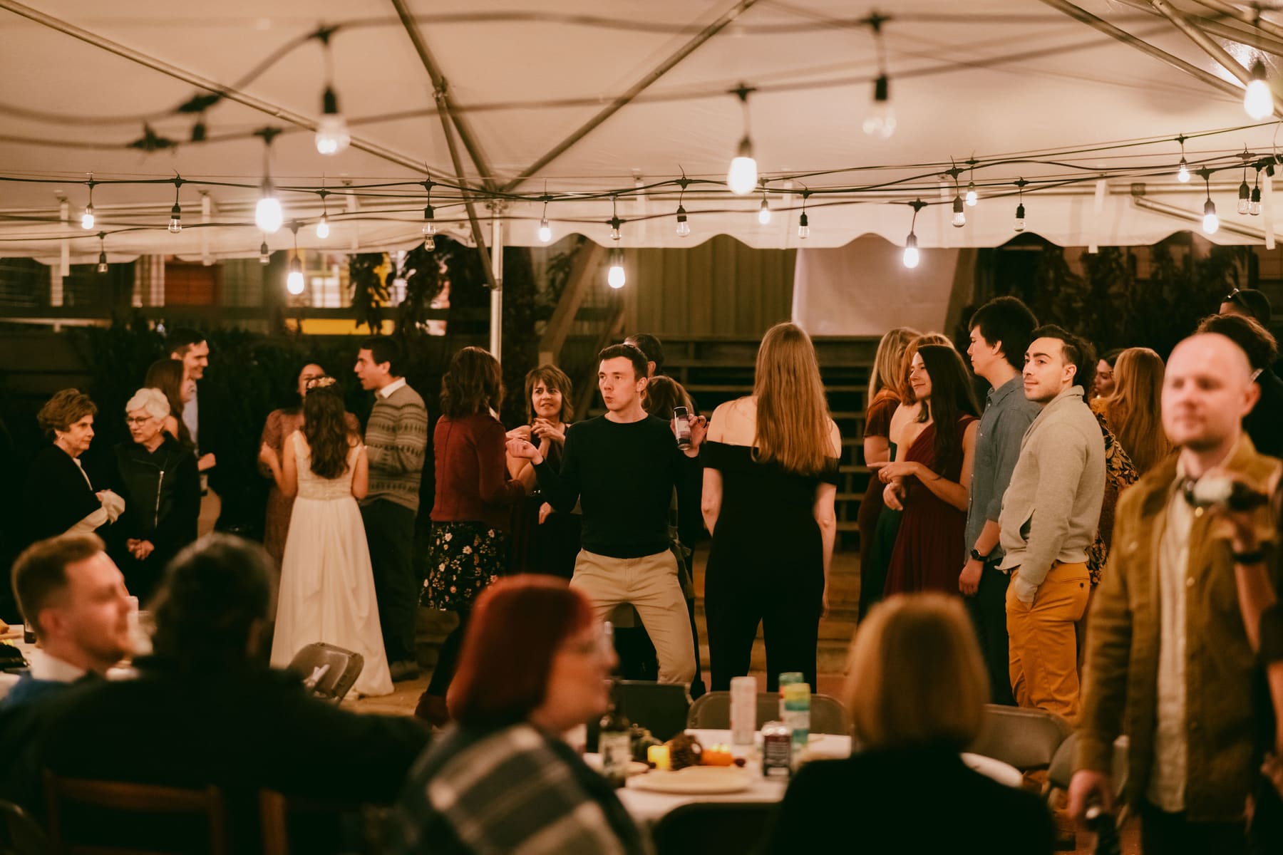 Guests gathered around the dance floor