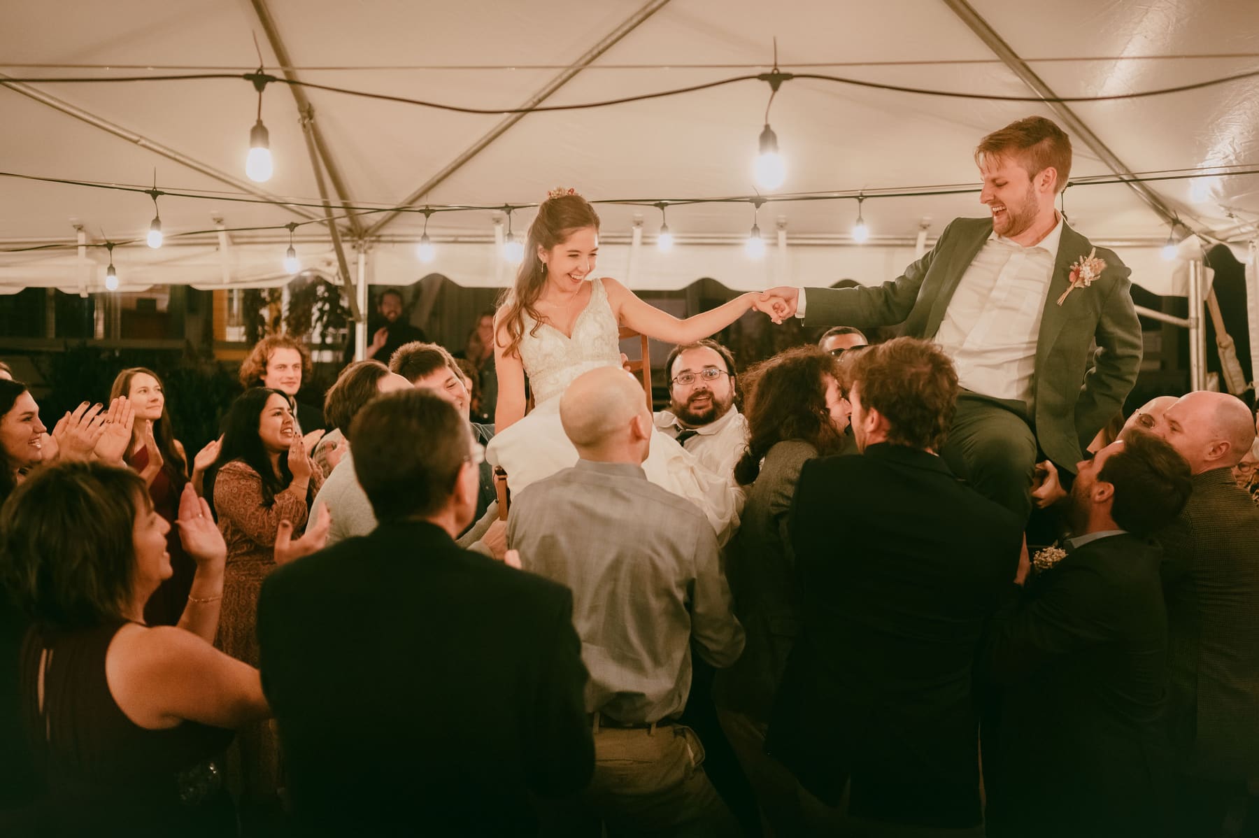 Guests cheering during the reception