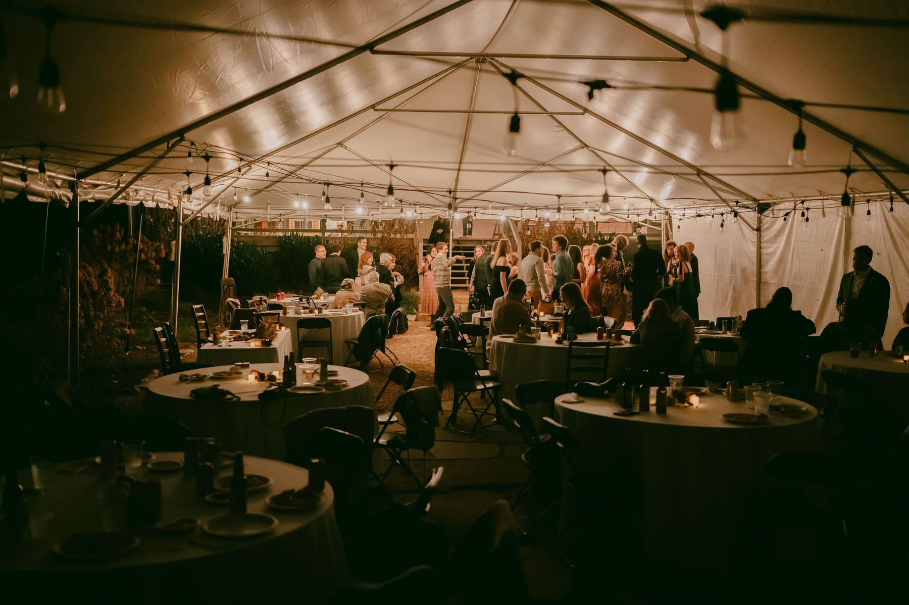 Night view inside the wedding tent